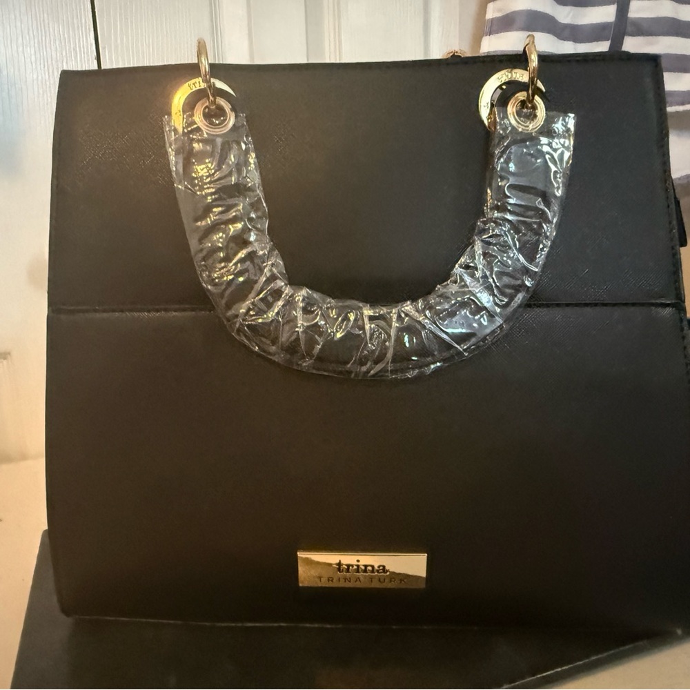 Trina Turk Black Structured Tote Handbag NWT